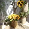 Artificial Sunflower Bouquet Wedding Bouquet Faux Floral Greenery Silk Flower Home Decor Photo Props AT003