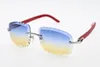 Factory Whole Selling Rimless Glasses Lenzen Shield Red Plank Zonnebril 3524012-B Metalen bril Mannelijk en vrouwelijk 2131