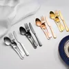 Stainless Steel Flatware Set Portable Cutlery Set For Outdoor Travel Picnic Dinnerware Sets Knife and fork soup Western cutlery set 4pcs/set