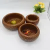 Fruit basket bamboo sets 3 pcs woven bird's nest fruit candy snakes organization round double layer picnic food organizer