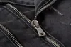 Unika mens Mer Zipper Black Denim Jackor Ripped Fashion Designer Slim Fit Streetwear Motorcykel Biker Epaulet Jeans Jacket Coat 403