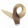 Русское наращивание волос Remy, невидимая лента для наращивания волос, 2,5 г/шт., 20 шт./лот, цвет омбре, 6/613, светлые, густые наращивания волос