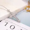 Luxe 925 Sterling Silver Cross Pendant ketting Clear Pave Sona Diamond ketting Hanger voor mannen vrouwen kerstcadeau292F