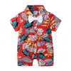 Çocuk Tasarımcı Giysileri Erkekler Çiçek Baskı Çocuklar039S Bebek Tulum Bebek Yaz Pijamalar Giysileri Hawaii tarzı CZ5265136309