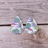 Fashion-2020 Spring Summer Fashion Coconut Palm Tree Floral Print Pu Leather Teardrop Earrings for Women Beach Fashion Jewelry