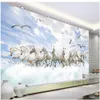 cavalo branco papéis de parede 3D Papéis de parede tridimensional paisagem de fundo TV decoração de parede pintura