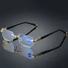 Partihandel-Presbyopic Spectacles Clear Glass Lens Unisex Rimless Anti-Blue Light Glasses Ram av glasögon Strength +1.0 ~ +4.0