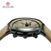 JULIUS Echte chronograaf heren zakelijk horloge 3 wijzerplaten lederen band vierkante wijzerplaat quartz horloge horloge cadeau JAH-098259t