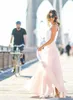 Tanie bohemian A Line Suknie ślubne koronkowe długość podłogi plus proste ślubne suknie ślubne z różowym dnem Rumieniec