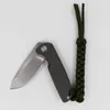 1Pcs New Ball Bearing Flipper Folding Knife (3.15") D2 Stone Wash Blade CNC TC4 Titanium Alloy Handle EDC Knives With Nylon Bag