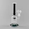 Compacte 8-inch Hookah Oil Rig Bong: stijlvolle glazen waterpijp met zwarte halsperc in groen