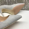 Sexy Lady Fashion Donne Scarpe Scarpe Casual Designer Grigio Snake Pythonpointy Toe Stilotto Stripper Tacchi alti POMM Pompe da sera Pompe di grandi dimensioni 44 12 cm