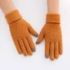 Herfst winter faux kasjmier voering gebreide handschoenen dikker warm touchscreen volledige vinger wanten vrouwen outdoor vijf handschoenen1