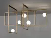 2019 Nowoczesny mosiądz Mondrian szklana lampa sufitowa przez Venice Lampe LED Lampadario Iliminaria Światło do żywego jadalni