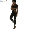 Haoyuan macacãozinho Womens Jumpsuit Bodycon oco Out Macacões 2017 Queda Preto Vermelho Bodysuit Léotard Sexy Clubwear Bandage Jumpsuit q1110