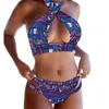 New Hot Mulheres Sexy Afican Impressão Bikini Set Push-up Sutiã Maiô Praia Swimwear Swimwear Ternos de Natação Africano Maillot De Bain FF5