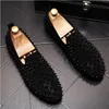 Flats Gold Designer Leather Wedding Casual Black Mens Party Shoes Brand Rivet Studded Spiked Loafers W114 279