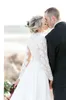 2020 Ny vintage spetschiffon blygsamma bröllopsklänningar med långa ärmar och fickor högkvalitativa enkla eleganta blygsamma brudklänningar