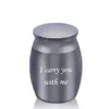 Aluminum Alloy Cremation Pendant Urns for Ashes Keepsake Urn Funeral Mini Container Jar - My Dear I Carry You with Me 30x40mm