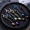 free shipping reative Multicolor Musical Note Spoon 304 Stainless Steel Coffee Spoon Bar Ice Scoop Mirror Polished Titanium Plating Stirring