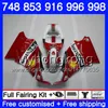 Kit top branco vermelho para DUCATI 748 853 916 996 998 S 94 94 96 97 98 327HM.8 748S 853S 916R 996R 998S 748R 1994 1995 1996 1997 1998 Carenagem