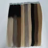 Fita em extensões ombre 40 pcs remy balayage cabelo humano straight ombre extensões de cabelo de pele de pele de ombre