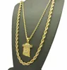 Hip Hip Iced Out Jesus Face Pendentif W 24 10 mm 30 Collier de chaîne de corde Ensemble 2 Collier PCS Set Rapper Accessoires 279Z