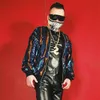 Multicolour Sequins Baseball Jacket Mode Loose Coat Tide Manlig sångare Nattklubb DJ DS Kostym Hip Hop Rock Dancer Stage Wear Gratis frakt