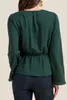 캐주얼 탑 OL WORKWEAR 화이트 셔츠 여성 2019 여성 벨트 튜닉 셔츠 블라우스 긴 소매 peplum