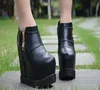 Women High heels Boots New Fashion Woman's 15cm High Heel Round Toe Platform Mature Boots Flat Vintage Female Casual Lady Ankle Boots