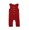 Baby Rompers Boys Girls Solid Sleeveless Jumpsuits Kids Casual Button Bodysuit Pants Child Onesies Sleepwear Payamas Climb Suit YP408