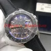 2020 Koolstofvezel Bezel heren Automatische Horloges Nylon Lederen Band Horloges 43mm Staal Zwart PVD Case Vouwsluiting Uhren