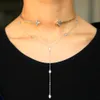 les femmes en gros-mode collier double couche choker Y colliers de lasso ensemble rose d'argent d'or 2 couleurs magnifiques bijoux féminins européen