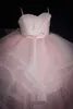 Румяна Девушки Цветка Платья 2019 Оборками Слоистых Пачка Юбка Ballgown Дети Свадебные Платья Зашнуровать Назад Реальные Фотографии Первое Причастие Платье