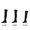 2022 Knee-high boots autumn winter black brown nude round head thick heel flat long elastic female women Thigh-High knee boot warm Fashion barreled stretch SW5050