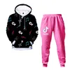 Big Boy Girl Tiktok Set Vestiti Primavera Autunno Tik Tok Children039s Stampa Felpa con cappuccio TopTrouser 2PC Tuta Kid Suit Out3467827