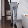 Wholesale-Cotton Men's Pure cotton Fashion Boutique Elastic Slim Business Formally Suit Pants/Male Wedding Dress Suit Pants Trousers