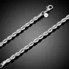 Luxury 3MM 4MM 925 sterling silver bracelets 8 inch women Twisted Rope Chain Wristband Wrap Bangle For Men s Fashion Jewelry