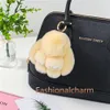 10 cm söt äkta Rex Rabbit Fur Bunny Bag Charm Keyring Phone Purse Handbag Pendant Gift1614622