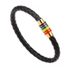 Bracelets en cuir tissé à breloque arc-en-ciel à la mode, boucle magnétique en acier inoxydable, bijoux pour hommes et femmes, cadeau 50 pièces Epacket