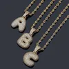 Englisch 26 Brief Halskette benutzerdefinierte Bubble Letters Name Anhänger Iced aus Gold Silber Strass Hip Hop Halsketten Schmuck mit Seil Kette Geschenk