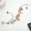 Braccialetto con ciondolo di fascino alla moda per braccialetto da donna con ciondolo in rilievo Pandora Platinum Heart fai da te con scatola originale