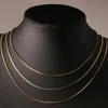 5 pcs Fashion Box Chain 18K Gold Plated Chains Pure 925 Silver Necklace long Chains Jewelry for Children Boy Girls Womens Mens 1mm 2020