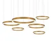 2019 anel design moderno led lustre lâmpada de aço inoxidável ouro lustre iluminação sala estar e projetos luzes