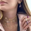 Vogue Dame Sieraden en Ketting Set Goud Gevuld CZ Rode Kiss Animal Flower Leuke Mooie Hart Charms Gold Choker Chain 32 + 8cm