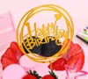 Love Wedding Akrylowe Ciasto Topper Gold Pink Happy Birthday Acrylic Cake Toppers Do Ślubu Dzieci Urodziny Party Tort Dekoracje GB1140