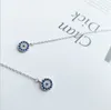 CZ Crystal Redondo Colgante Pendientes Elegante Micro Incritura Diseño Drop - Pendientes para Mujeres 925 Sterling Silver Ear Jewelry Estilo Coreano