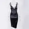 Mesh Sexy Dress Women Summer Bodycon Dresses Bustier Satin Lace Side Sheer Cups Party Dress See Through NAG341