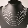 Fashion Box Chain 18K guldpläterade kedjor ren 925 silver halsband långa kedjor smycken för barn pojke tjejer kvinnor mens 1mm 2020 kasanier