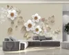 Anpassad väggmålning Bakgrund 3d Mjukt Magnolia Handmålade noggrann blomma och lyxig väggpapper Hotell Vardagsrum TV Bakgrund Murales de Pared